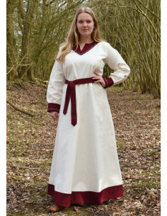 Jona woman Viking dress natural color-red wine