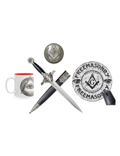 Masonic desk pack: Dagger, cup, paperweight and mat