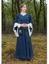 Bliaut Amal open medieval dress, natural blue