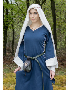 Bliaut Amal open medieval dress, natural blue 2