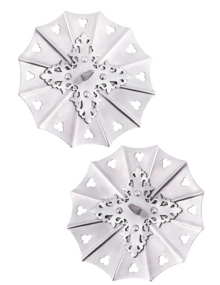 Pair of Gothic Besagues in steel,... Pair of Gothic Besagues in steel,...