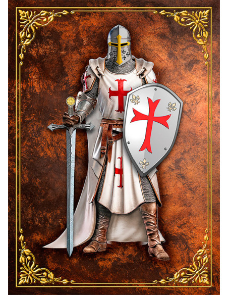 Templar knight painting with shield...