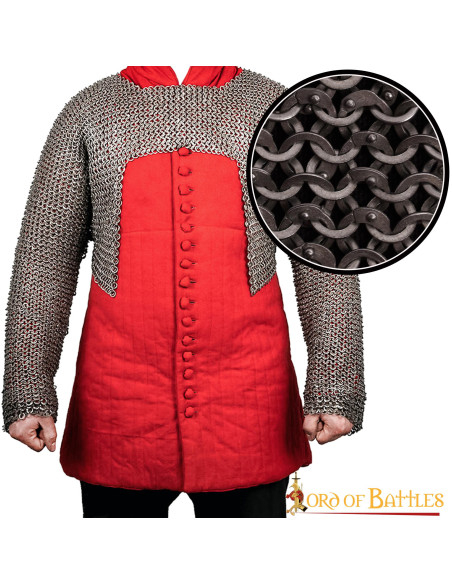 Haubergeon half chain mail with flat...
