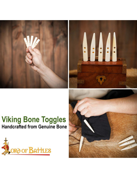 Set of 5 carved bone buttons for... Set of 5 carved bone buttons for...