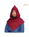 Medieval gugel in maroon linen, 14th century