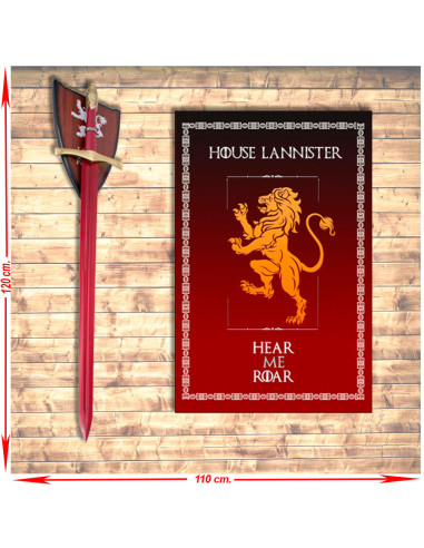 Banner Pack + Red Oathkeeper Sword Jamie Lannister, Game of Thrones