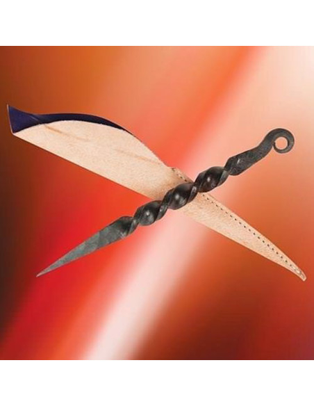 Medieval spiral dagger with sheath...