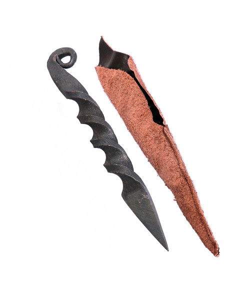 Medieval spiral dagger with sheath...