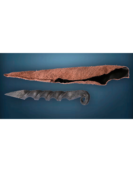 Medieval spiral dagger with sheath...