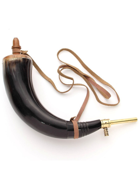Powder horn with brass dispenser