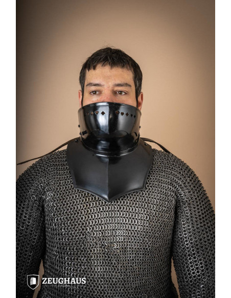 Gorget with Bevor in dark mild steel