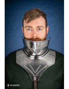 Articulated medieval gorget in dark mild steel (15th-16th...
