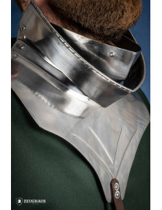 Articulated medieval gorget in dark mild steel (15th-16th... 2