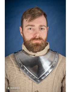 Medieval pointed gorget in polished steel