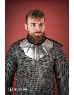 Medieval scaled gorget in polished steel