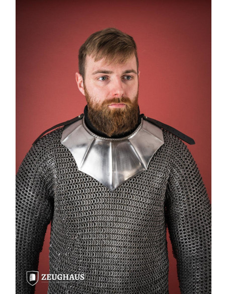 Medieval scaled gorget in polished steel