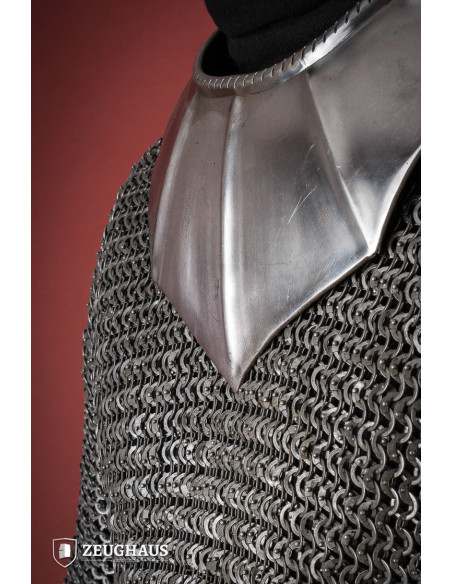 Medieval scaled gorget in polished steel