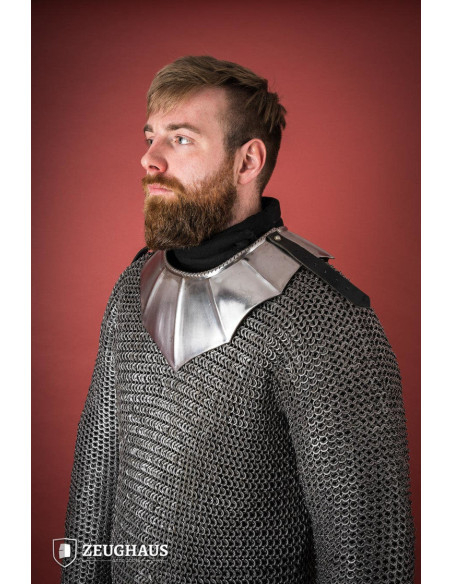 Medieval scaled gorget in polished steel