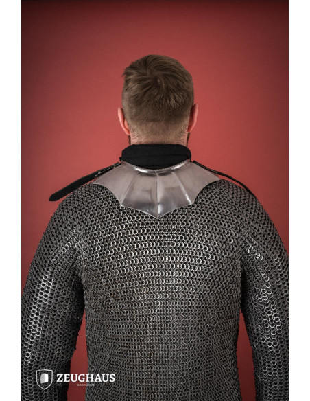 Medieval scaled gorget in polished steel