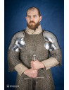 Medieval shoulder pads with polished steel besagues (15th century)