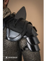 Medieval shoulder pads with sword breaker, dark finish