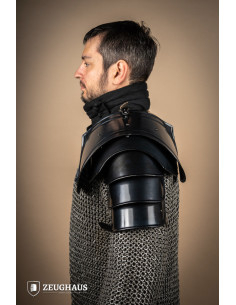 Pair of Medieval Warrior shoulder pads, dark finish 2