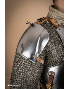 Medieval combat shoulder pads, 2.5 mm polished steel.