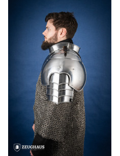 Pair of Medieval Knight shoulder pads, polished steel 2