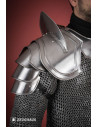 Medieval shoulder pads with sword breaker, polished finish