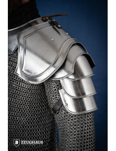 Pair of Medieval Warrior shoulder pads, polished finish