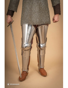 Legs for medieval armor in polished steel 2