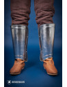 Classic greaves for warriors in polished steel