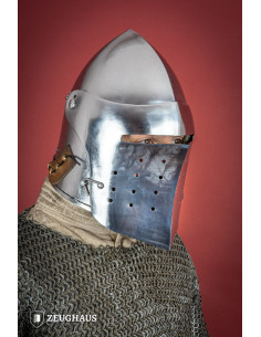 Medieval basin with full visor, polished steel 2