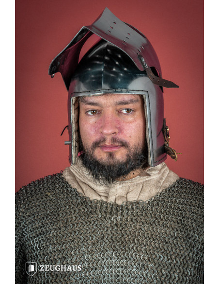 Medieval basin with full visor,... Medieval basin with full visor,...