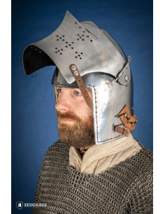 Medieval steel basin with visor lock 2