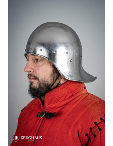 Sallet-type open helmet, polished finish (1.6 mm.)