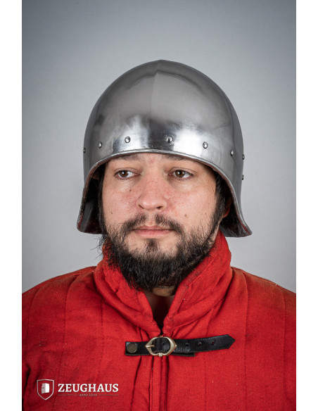 Sallet-type open helmet, polished...