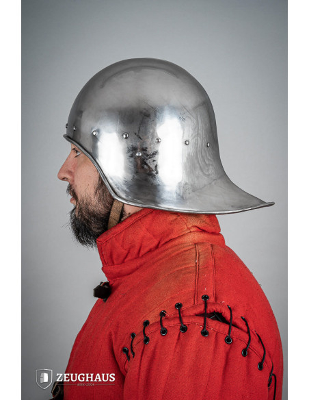 Sallet-type open helmet, polished...