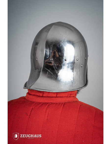 Sallet-type open helmet, polished...