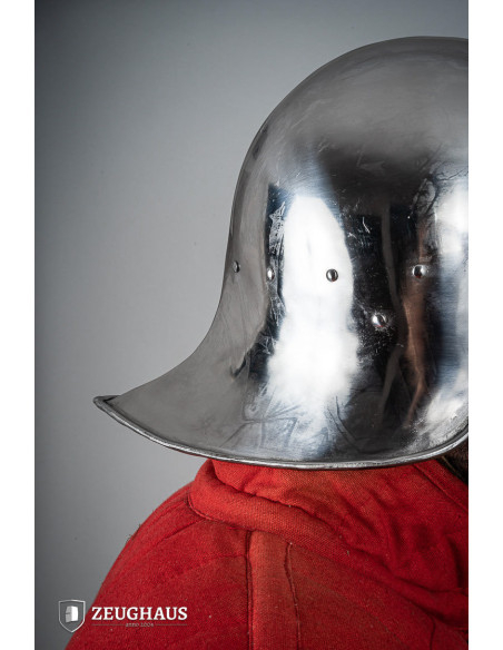 Sallet-type open helmet, polished...