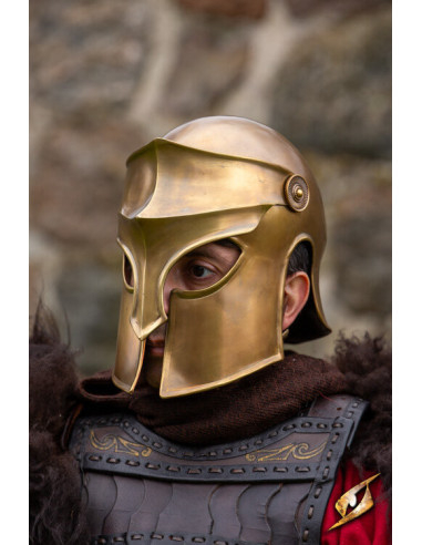 Corinthian palace guard helmet, antique brass finish