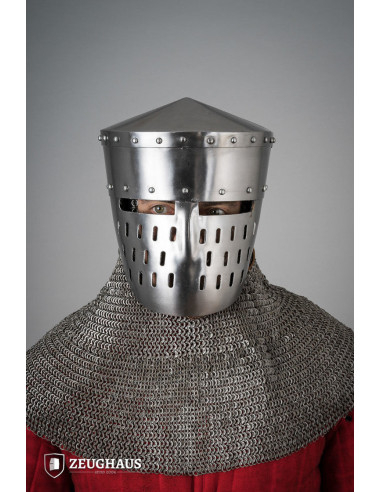 Kalota type crusader helmet, polished steel (1.6 mm.)