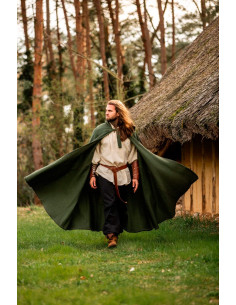 Medieval green cotton cape, Frantz model