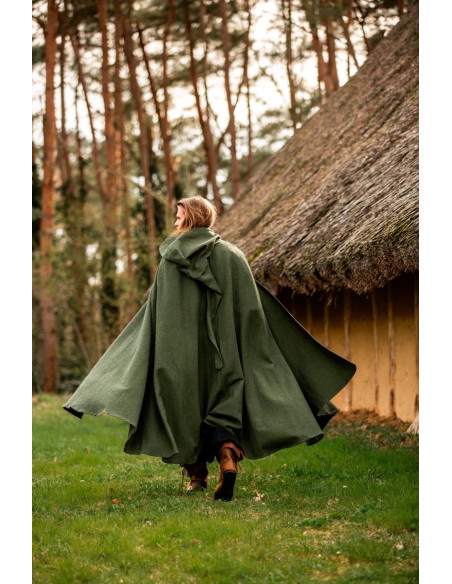 Medieval green cotton cape, Frantz model