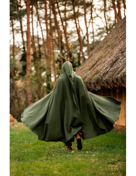 Medieval green cotton cape, Frantz model