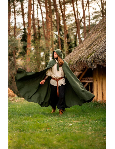 Medieval green cotton cape, Frantz model