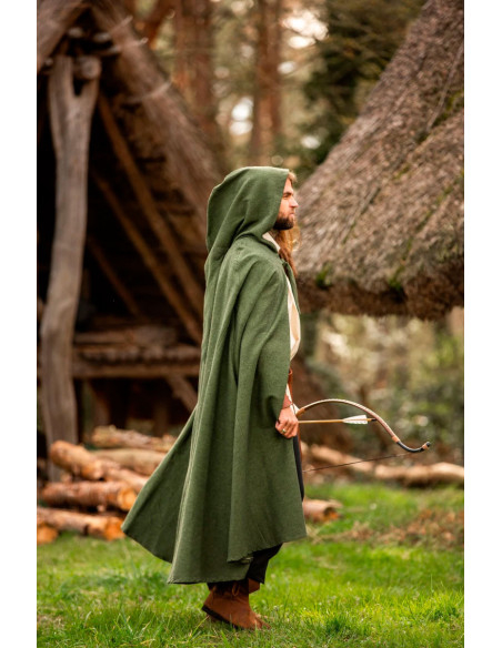 Medieval green cotton cape, Frantz model