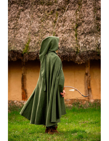 Medieval green cotton cape, Frantz model
