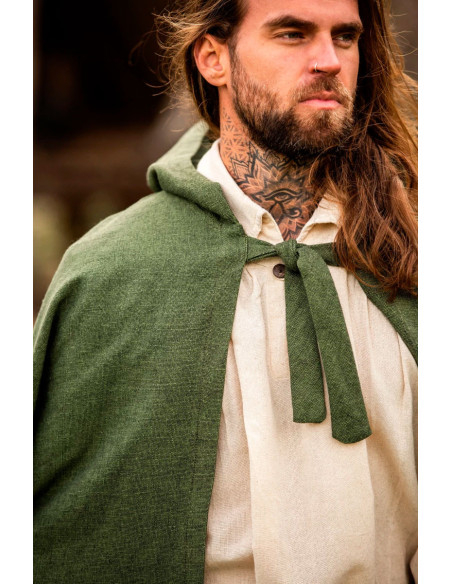 Medieval green cotton cape, Frantz model
