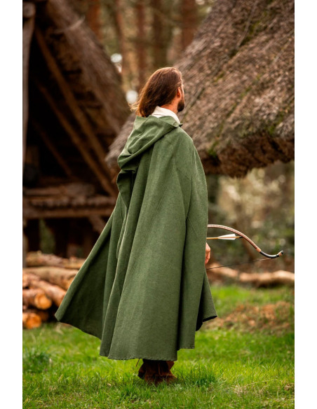 Medieval green cotton cape, Frantz model